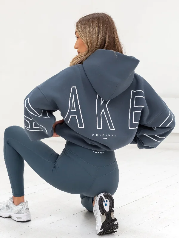 Exported hoodies & sweatshirts-Outline Isabel Oversized Hoodie - Slate Blue