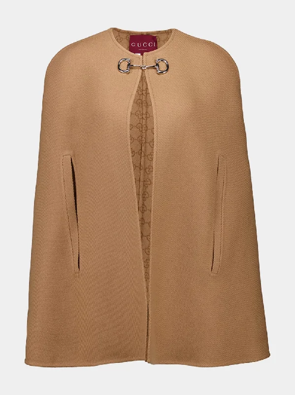 Women's clothing retro chic-Light Brown Wool Cashmere Cape