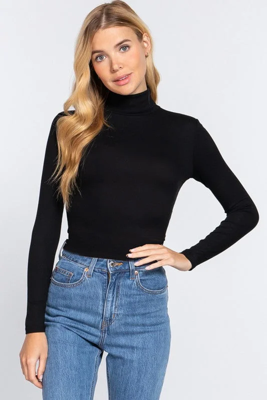 Dapper Tops-Turtleneck Crop Top