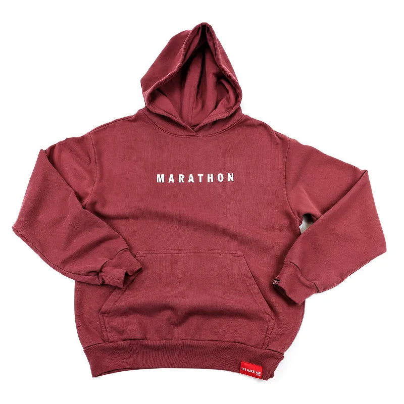 Hip-length hoodies & sweatshirts-Marathon Women's Hoodie - Maroon