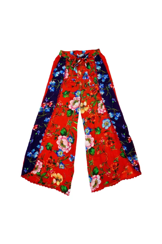 Bottoms for casual walks-Johnny Was - Floral Chiffon Pants