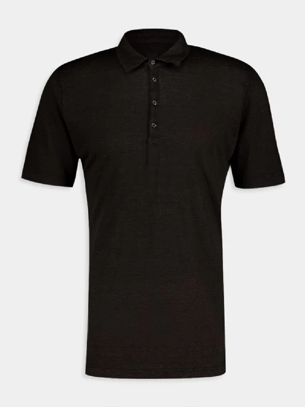 Women's clothing personal-Classic Black Linen Polo