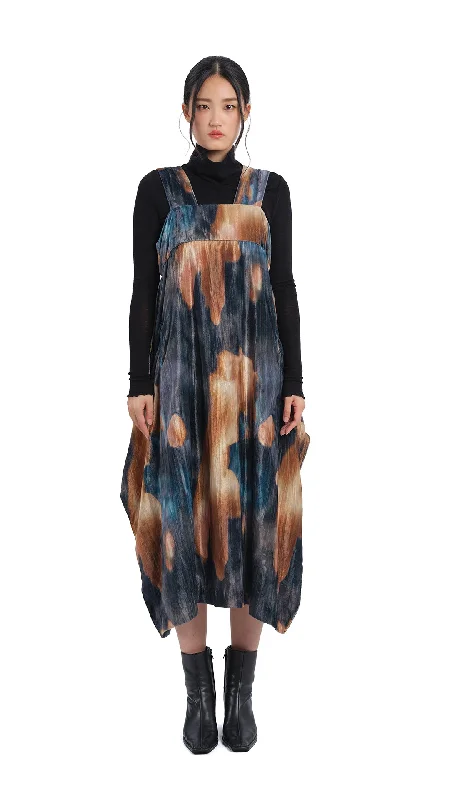 Knit wool dresses-Watercolour Graphic Velour Printed Dress