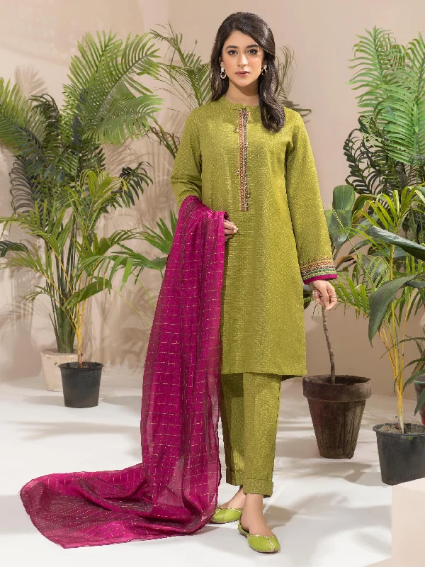 Women's clothing flowy-3 Piece Khaddar Suit-Pasted (Unstitched)