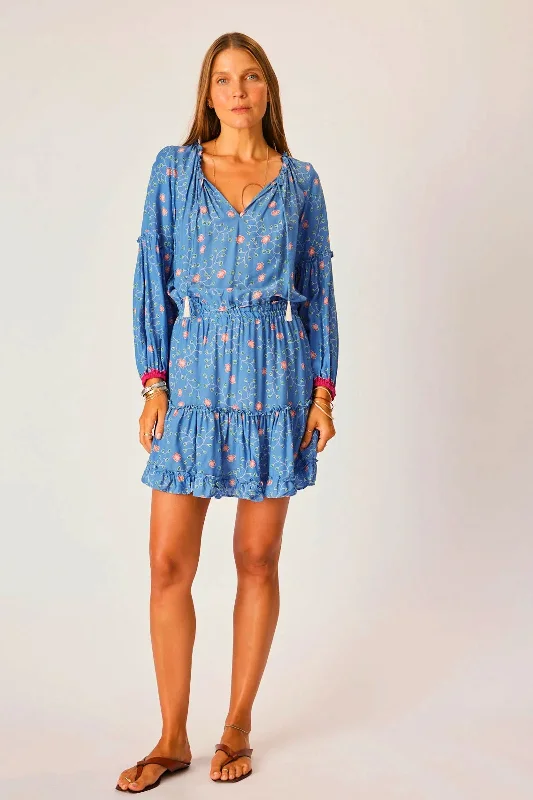 Long sleeve cozy dresses-Natalie Martin Maggie Dress in Pinwheel Denim