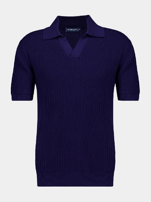 Women's clothing birthday-Dusk Chain Stitch Knit Polo