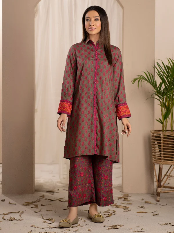 Women's clothing linen skirts-2 Piece Linen Suit-Printed (Unstitched)