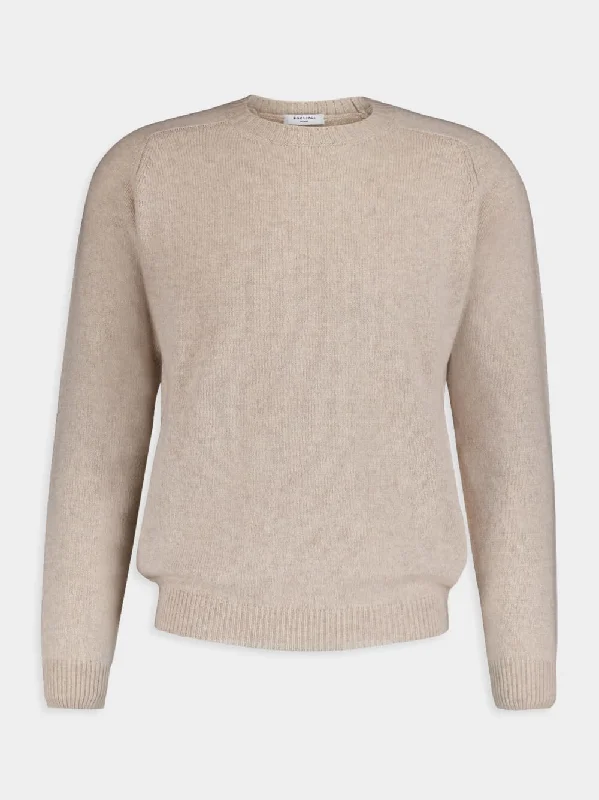 Women's clothing eye-catching-Classic Wool Beige Jumper