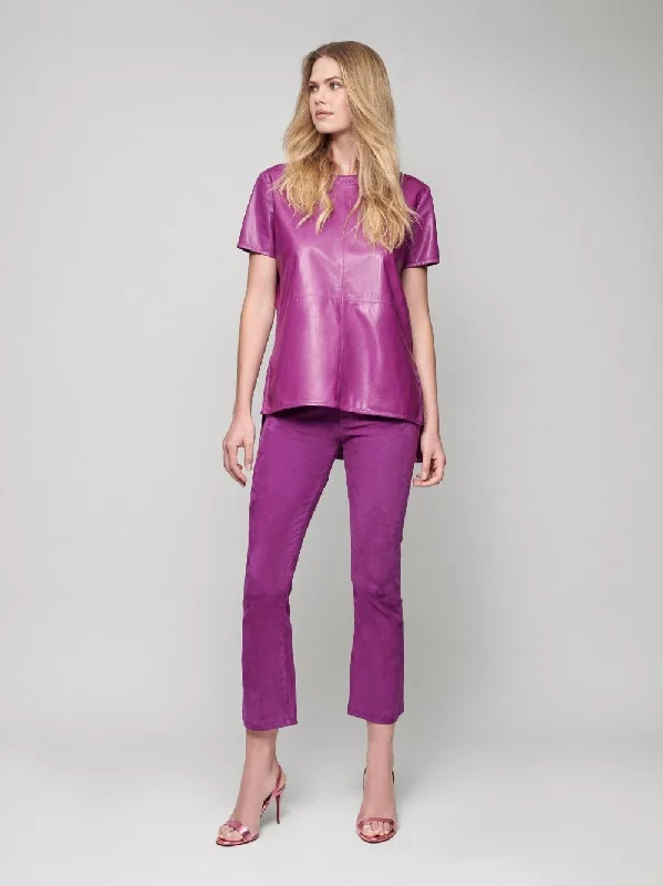 Women's clothing sleep sets-Paloma Leather Blouse