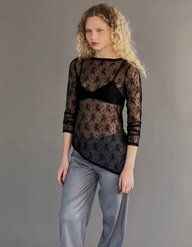 Ghost Tops-Chelsea Top in Onyx Lace