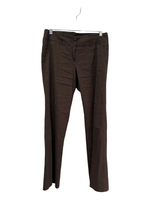 Bottoms with work boots-Theory Size 6 Brown Cotton Blend High Waist zip fly Straight Leg Pants