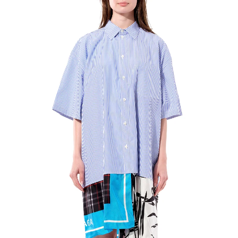 Asymmetrical artsy dresses-Foulard Shirt Dress in Blue