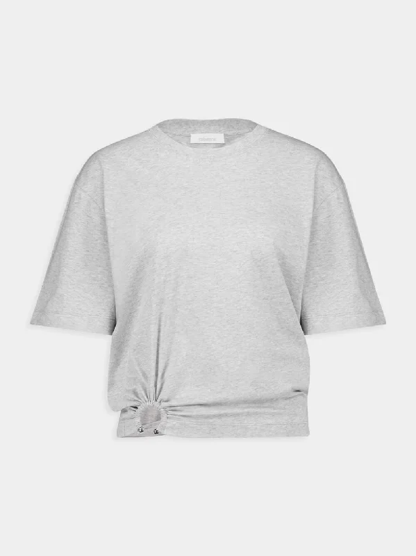 Women's clothing YouTube-Grey T-Shirt with Side Piercing