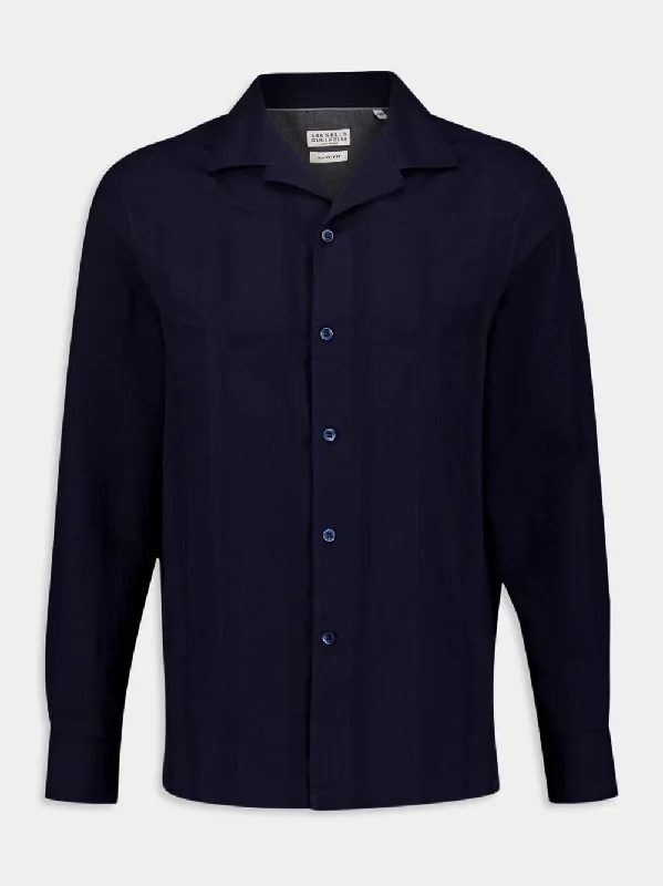 Women's clothing inclusive-Navy Classic Collar Shirt