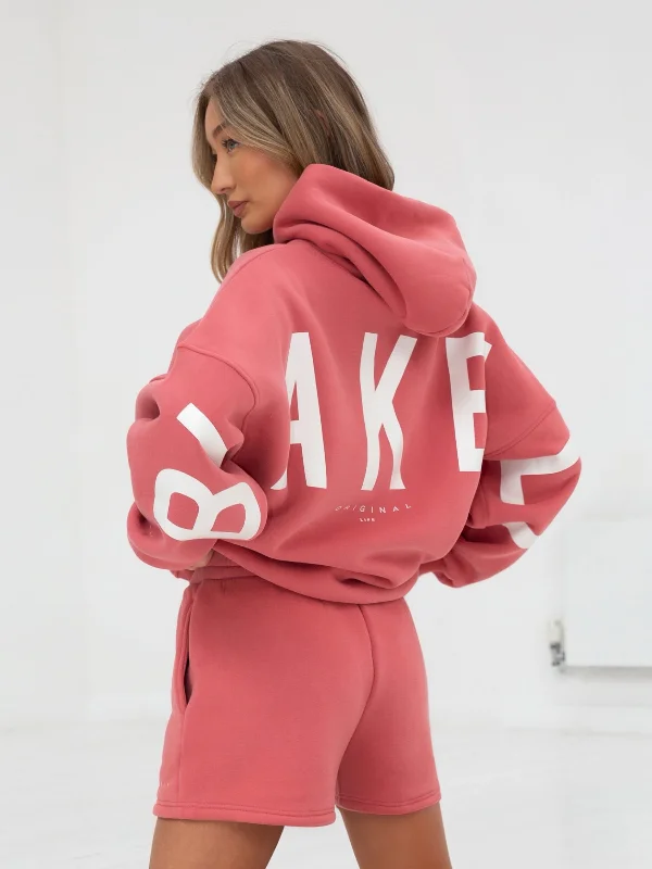 Handmade-knit hoodies & sweatshirts-Isabel Oversized Hoodie - Sunrise Coral