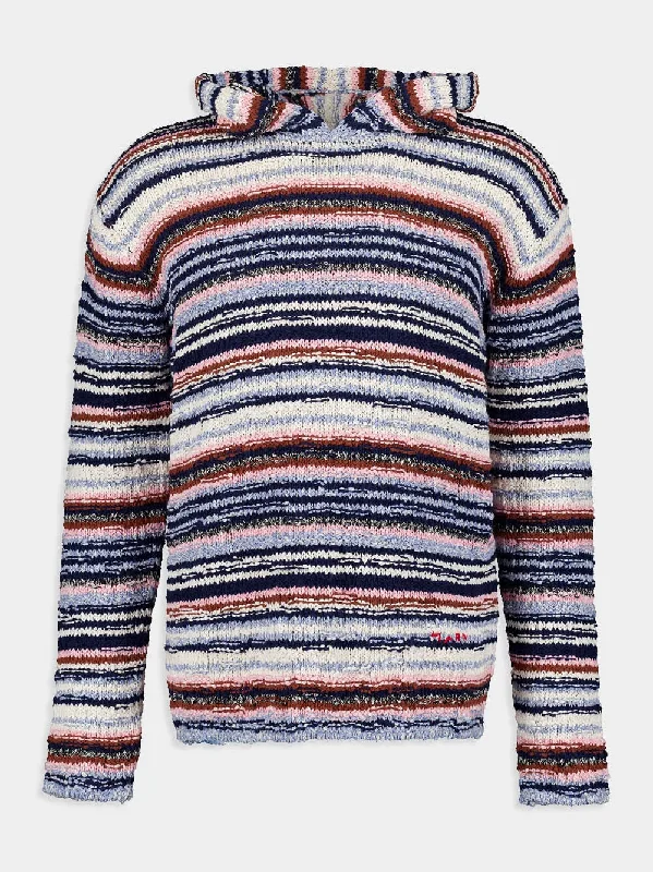 Women's clothing warm-Striped Cotton Hooded Jumper