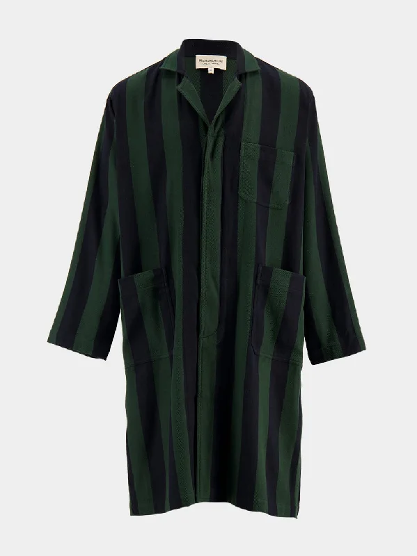 Women's clothing second-hand-Emerald Elegance Striped Coat