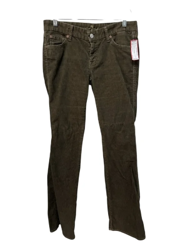 Bottoms with work uniforms-7 For All Mankind Size 30 Olive Green Cotton Blend Corduroy Low Rise Pants