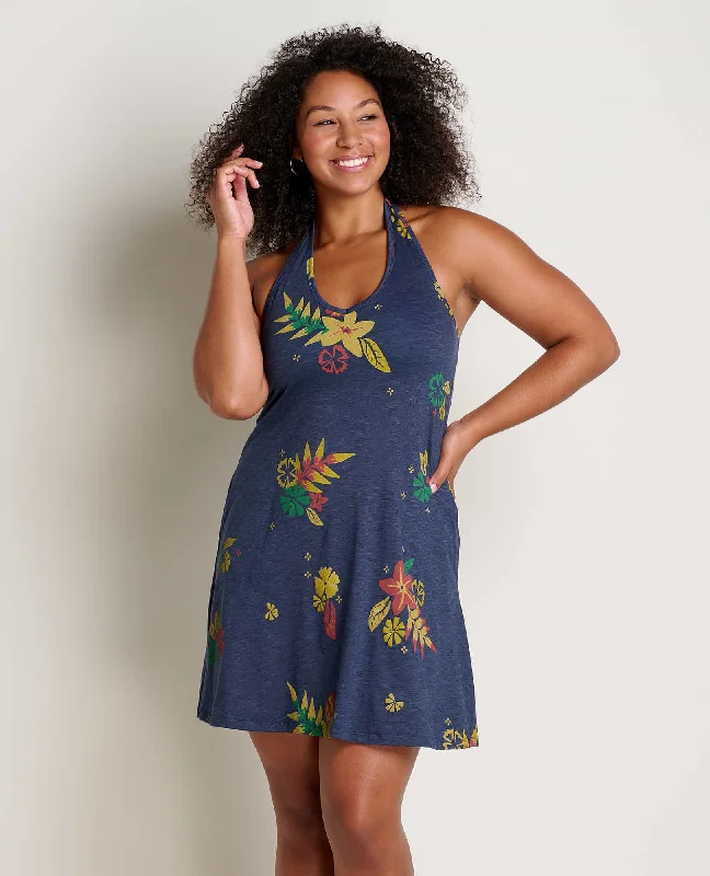 Date night glow dresses-Plumeria Halter Dress