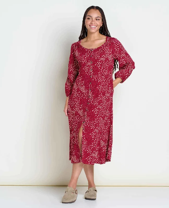 A-line chiffon dresses-Manzana Paneled Midi Dress