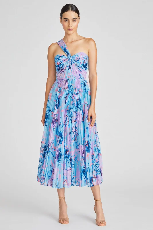 Eclectic boho dresses-Monique Lhuillier ML Audra Chiffon Midi Dress in Rose Shadow