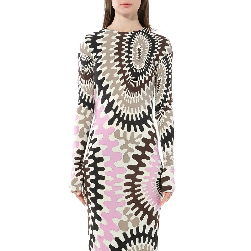 Formal beaded dresses-Long Sleeve Dress in Multicolor