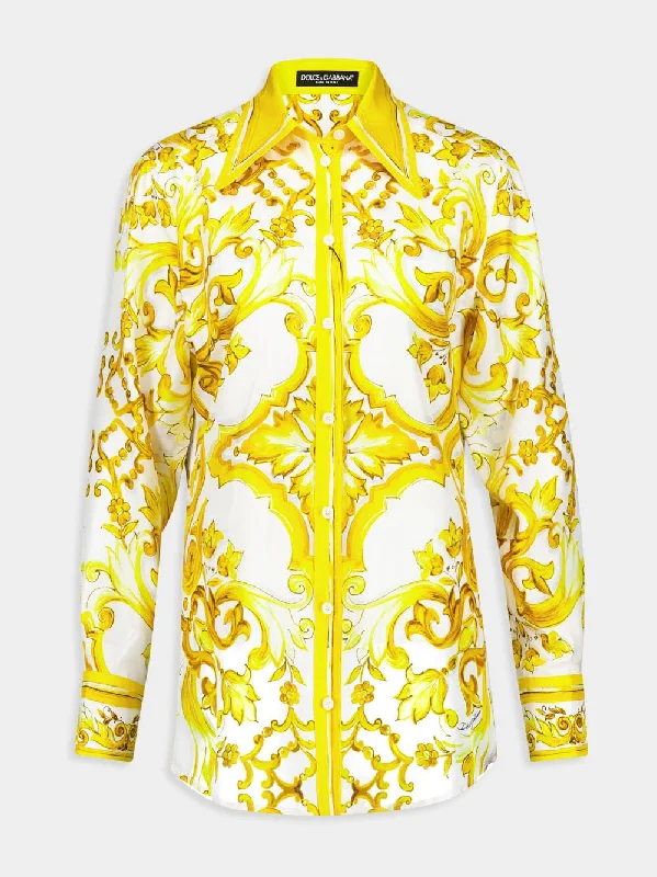 Women's clothing e-commerce-Majolica Print Silk Twill Shirt