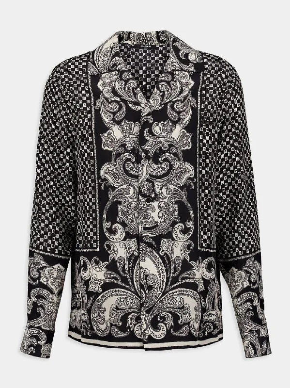 Women's clothing favorites-Silk Paisley Print Shirt