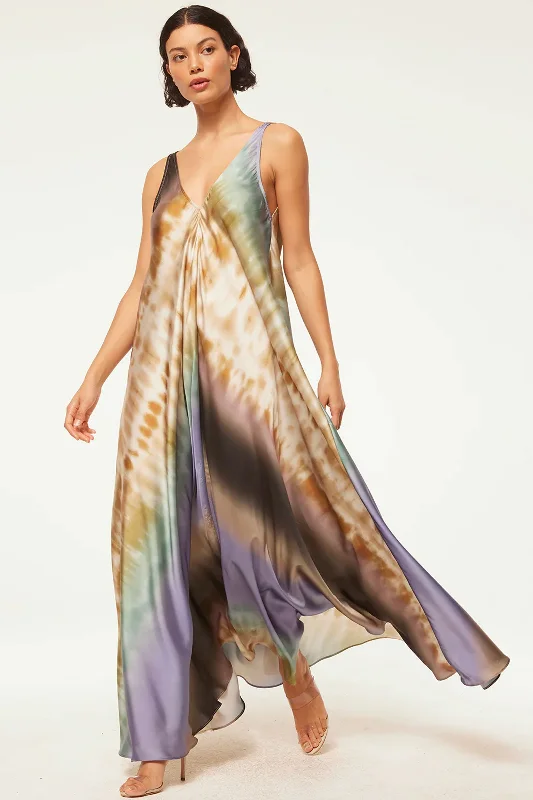 Green silk dresses-Misa Notta Dress in Cerulean Ombre