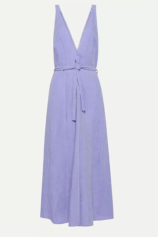 Coral warm dresses-Forte Forte Chic Linen Herringbone Dress in Lilac