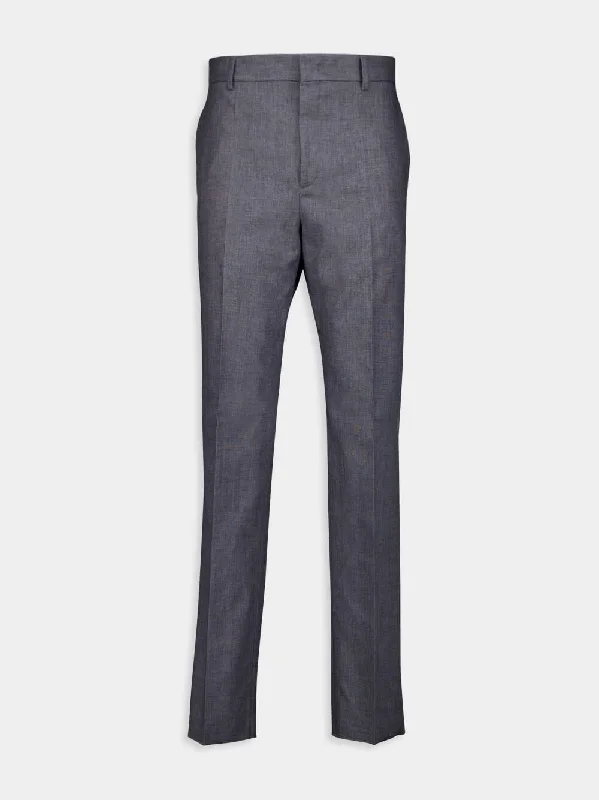 Women's clothing investment-Light Grey Linen Trousers