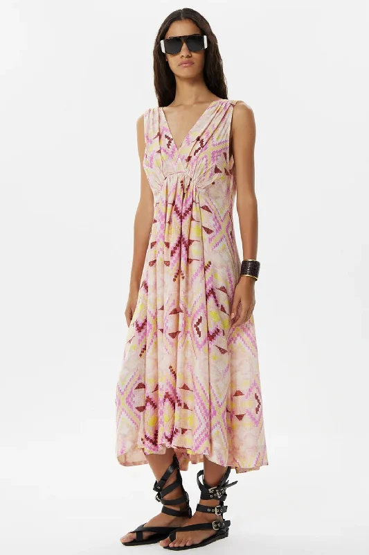 Vintage party dresses-Maria Cher Cramer Maren Midi Dress in Pink Vision Print