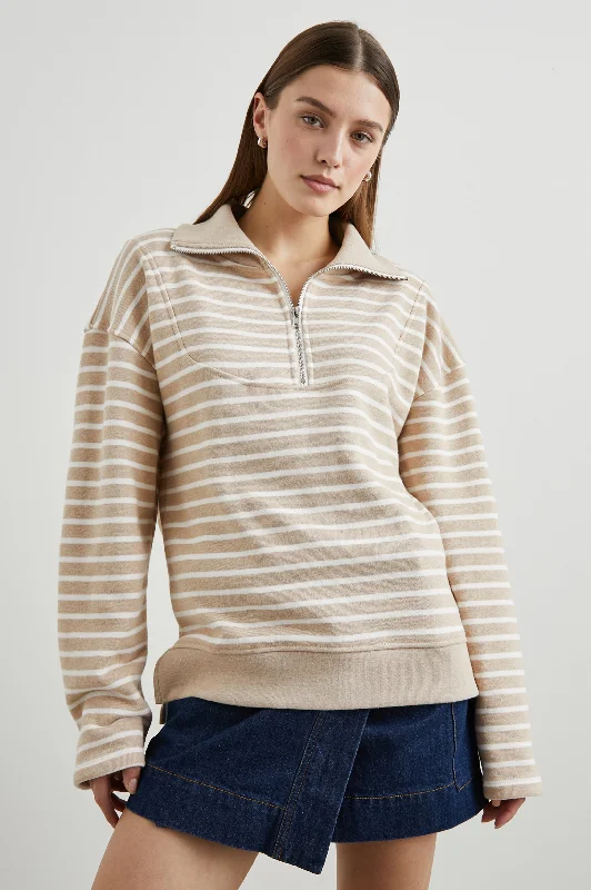 Prom hoodies & sweatshirts-PARKER SWEATSHIRT - HEATHER BEIGE STRIPE