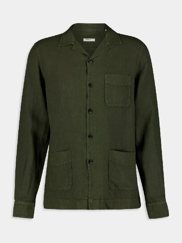 Women's clothing dupes-Olive Linen Shirt