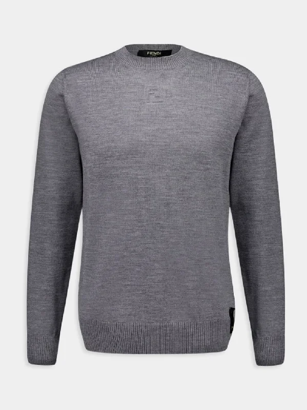 Women's clothing lightweight-Light Grey Wool Jumper