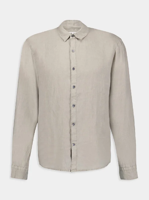 Women's clothing haul-Classic Linen Beige Shirt