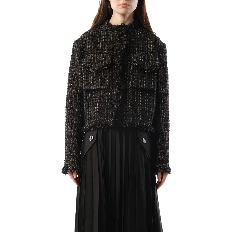 Jackets cast wrap-Tweed Jacket in Black/Brown