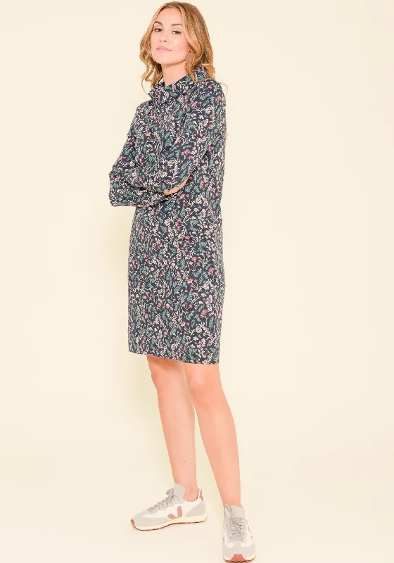 High-low hem dresses-Winter Botanical Sweat Dress