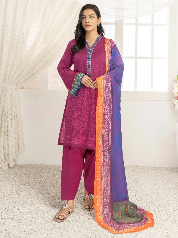 Women's clothing v-neck styles-3 Piece Lawn Suit-Printed (Unstitched)