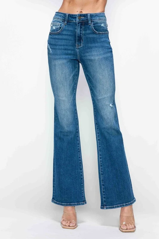 Bottoms with side pockets-bytos Full Size High Rise Bootcut Jeans with Pockets