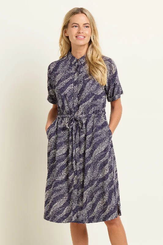 Fresh spring dresses-Flowing Dots Shirt Dress