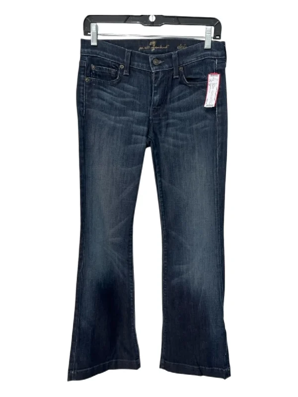 Bottoms with athletic shoes-7 For All Mankind Size 27 Dark Wash Cotton Denim Bell Bottoms Whiskering Jeans