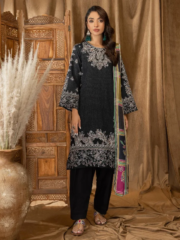 Women's clothing lace details-3 Piece Khaddar Suit-Printed (Unstitched)