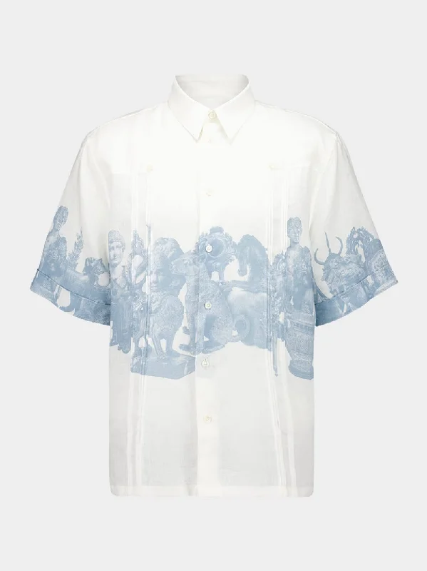 Women's clothing nature-inspired-Linen Shirt with Print