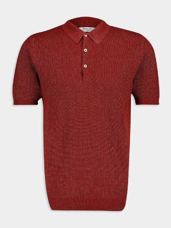 Women's clothing networking-Red Cotton Polo