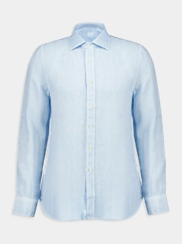 Women's clothing awards-Sky Blue Linen Shirt