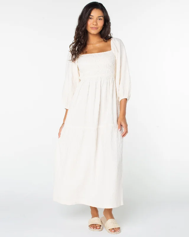 Casual ruffled dresses-Sorrento Sands Dress - Parchment