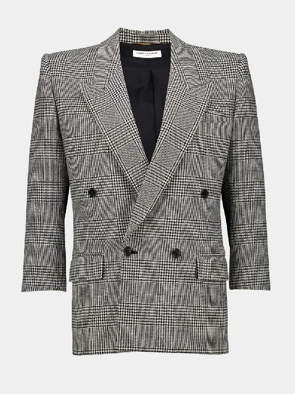 Women's clothing global brands-Double-Breasted Houndstooth Blazer