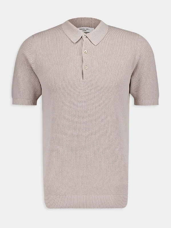 Women's clothing meeting-Beige Cotton Polo