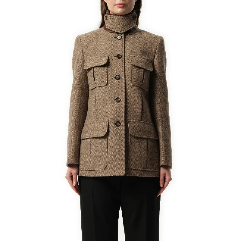 Jackets study layer-Long Officer Jacket in Somber Brown